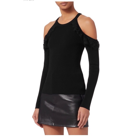 ‼️NEW‼️Intermix Serafina ColdShoulder Lace Sweater - Picture 1 of 8